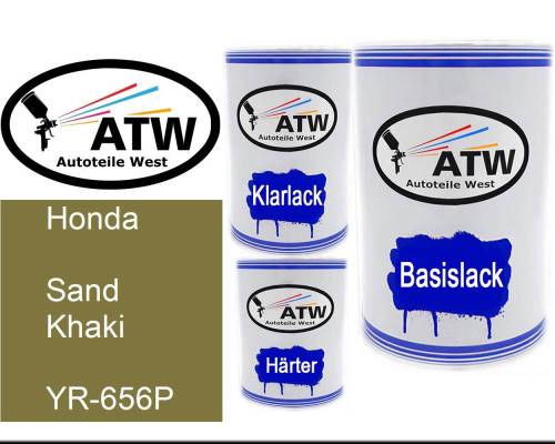 Honda, Sand Khaki, YR-656P: 500ml Lackdose + 500ml Klarlack + 250ml Härter - Set, von ATW Autoteile West.